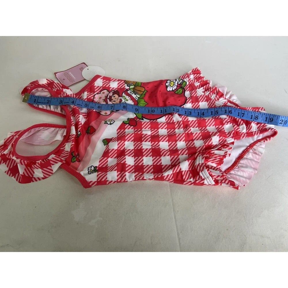 Strawberry Shortcake Gingham Red White One Piece Swimsuit Swimwear Girls Size 5